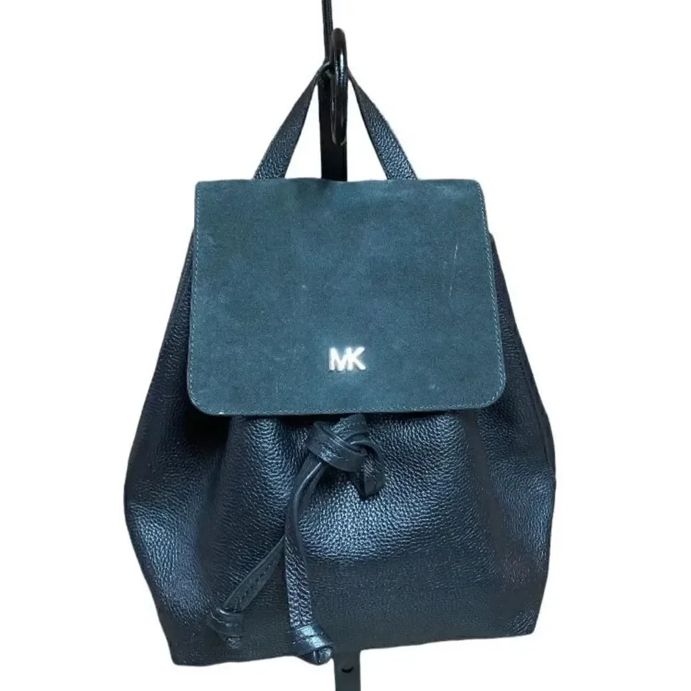 Michael Kors Black Pebbled Leather & Suede Backpack